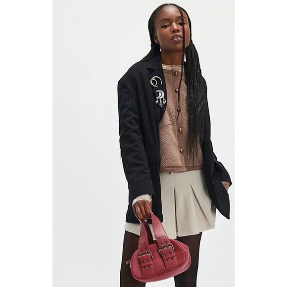 Free People SAY YES BAG 100% Leather Buckle Handbag Bag in Oxblood Red NWOT - Picture 2 of 12